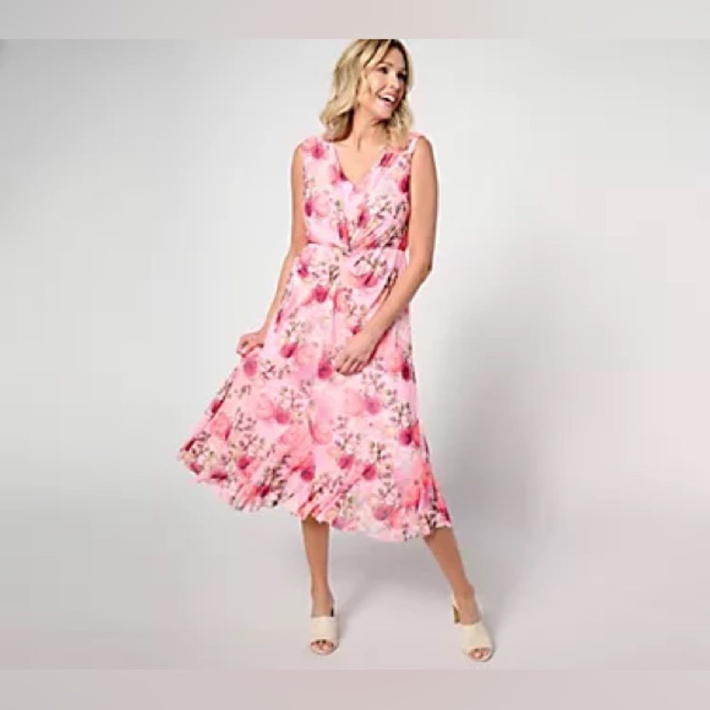 Isaac Mizrahi Live! Always Isaac Twist Front Mesh Midi Dress X-Large Petite